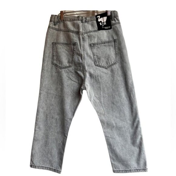 Free People Sandrine Rose Button Fly Drop Crotch Crop Jeans Gray Wide Leg NWT 27 - Picture 2 of 5